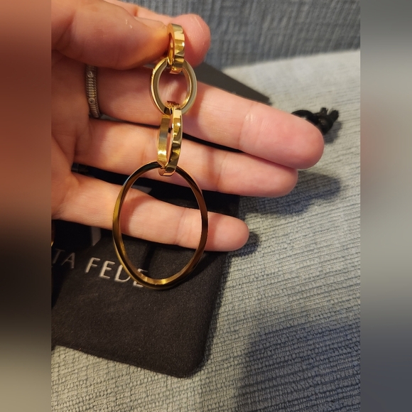 Vita Fede Cassio Earrings Gold Tone Modular Linked Hoops MSRP $388 NWT - Picture 8 of 13